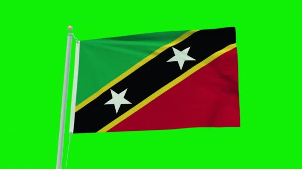Seamless Loop Animation Saint Kitts Nevis Flag Green Screen Background — Stok video