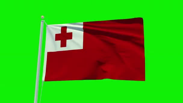 Seamless Loop Animation Tonga Flag Green Screen Background — Wideo stockowe