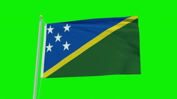 Анімація Прапора Соломонових Островів Зеленому Екрані — стокове відео