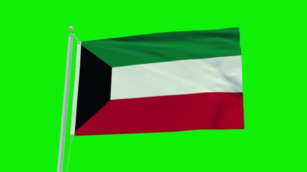 Seamless Loop Animation Kuwait Flag Green Screen Background — Video