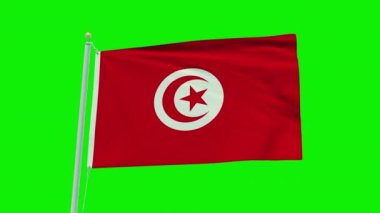 Seamless loop animation of the Tunisia flag on a green screen background.