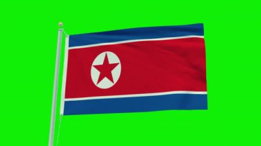 Seamless loop animation of the North Korea flag on a green screen background.