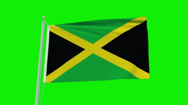Seamless Loop Animation Jamaica Flag Green Screen Background — Stock video