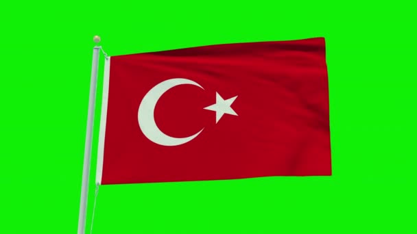 Seamless Loop Animation Turkey Flag Green Screen Background — Vídeo de stock