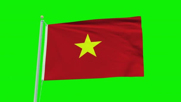 Απρόσκοπτη Κίνηση Βρόχο Της Σημαίας Του Βιετνάμ Ένα Πράσινο Φόντο — Αρχείο Βίντεο