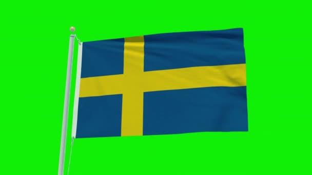 Seamless Loop Animation Sweden Flag Green Screen Background — Stockvideo