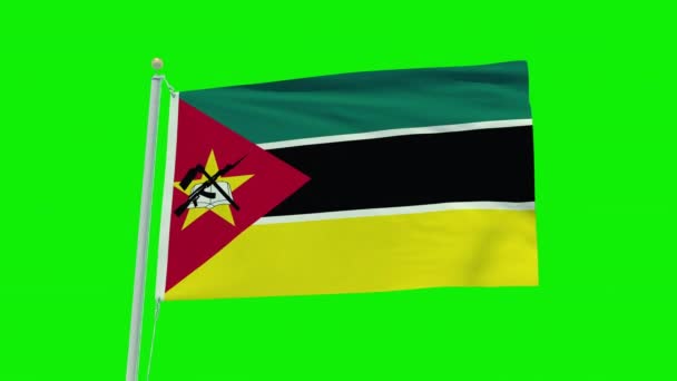 Seamless Loop Animation Mozambique Flag Green Screen Background — Wideo stockowe