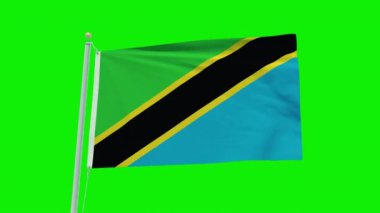 Seamless loop animation of the Tanzania flag on a green screen background.
