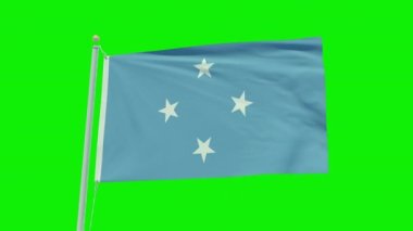 Seamless loop animation of the Micronesia flag on a green screen background.