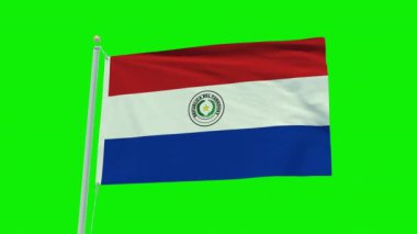 Seamless loop animation of the Paraguay flag on a green screen background.