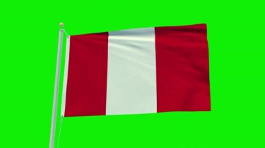 Seamless loop animation of the Peru flag on a green screen background.