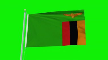 Seamless loop animation of the Zambia flag on a green screen background.