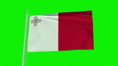 Seamless loop animation of the Malta flag on a green screen background.