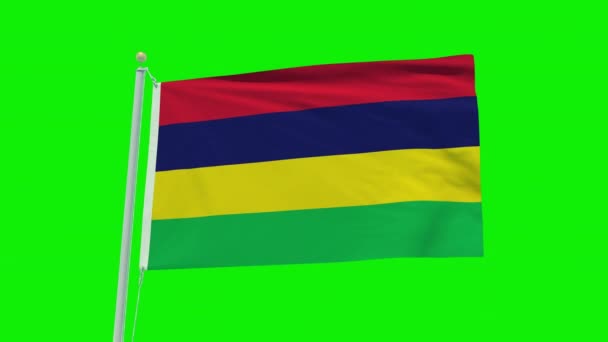 Seamless Loop Animation Mauritius Flag Green Screen Background — Stock Video