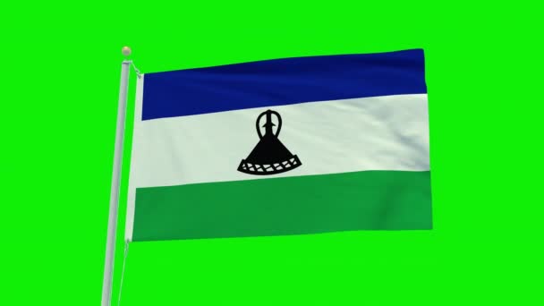 Seamless Loop Animation Lesotho Flag Green Screen Background — Vídeo de stock