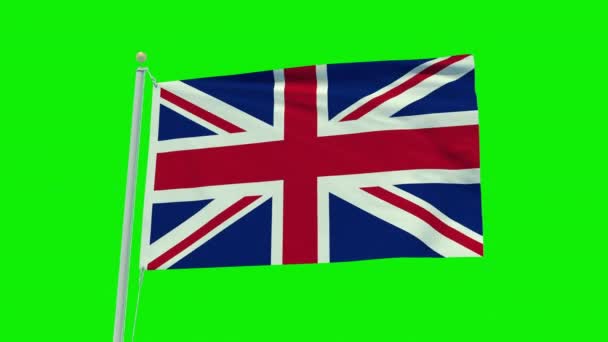 Seamless Loop Animation United Kingdom Flag Green Screen Background — Vídeo de stock