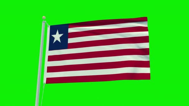Απρόσκοπτη Κίνηση Βρόχου Της Σημαίας Της Λιβερίας Φόντο Πράσινης Οθόνης — Αρχείο Βίντεο