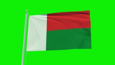 Seamless loop animation of the Madagascar flag on a green screen background.