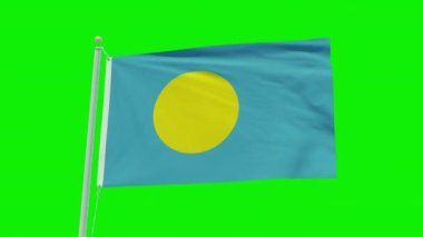 Seamless loop animation of the Palau flag on a green screen background.