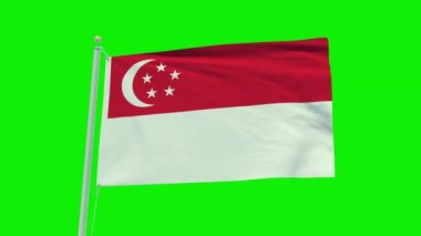 Seamless loop animation of the Singapore flag on a green screen background.