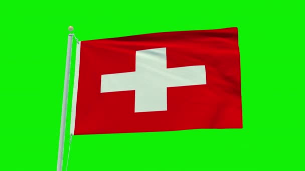 Seamless Loop Animation Switzerland Flag Green Screen Background – stockvideo