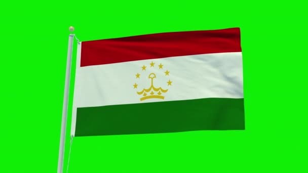 Seamless Loop Animation Tajikistan Flag Green Screen Background — Stockvideo