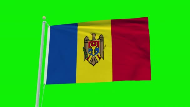 Seamless Loop Animation Moldova Flag Green Screen Background — 비디오