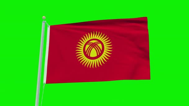 Seamless Loop Animation Kyrgyzstan Flag Green Screen Background — Vídeos de Stock