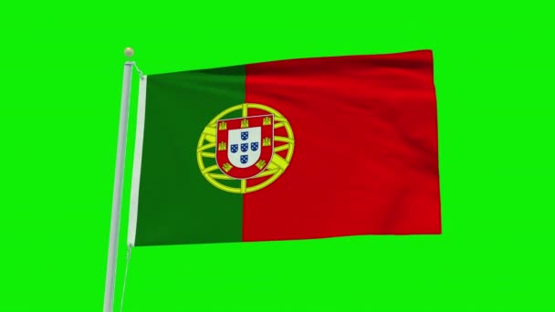 Seamless Loop Animation Portugal Flag Green Screen Background — Vídeo de stock
