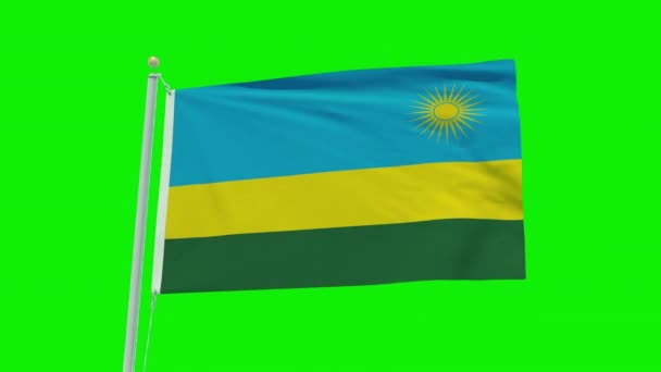 Seamless Loop Animation Rwanda Flag Green Screen Background — Vídeo de stock