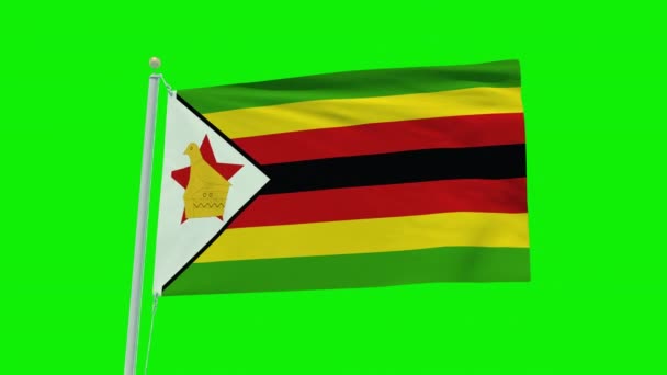 Seamless Loop Animation Zimbabwe Flag Green Screen Background — Vídeo de stock