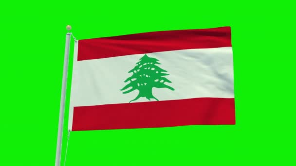 Seamless Loop Animation Lebanon Flag Green Screen Background — Wideo stockowe