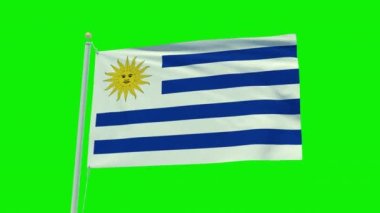 Seamless loop animation of the Uruguay flag on a green screen background.