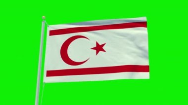 Seamless loop animation of the Northern Cyprus flag on a green screen background.