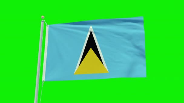 Απρόσκοπτη Κίνηση Βρόχου Της Σημαίας Της Αγίας Λουκίας Φόντο Πράσινης — Αρχείο Βίντεο