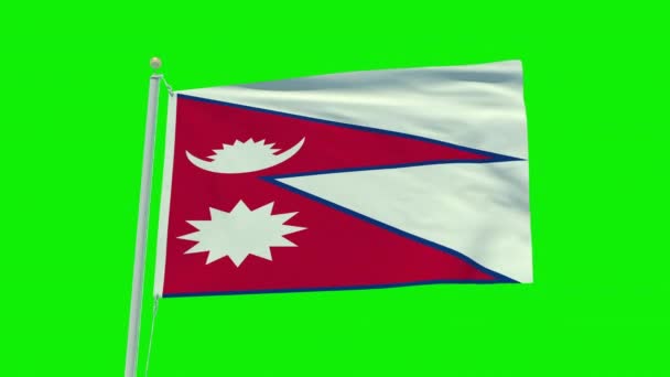 Seamless Loop Animation Nepal Flag Green Screen Background — Stockvideo