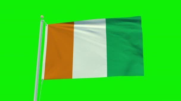 Seamless Loop Animation Cote Divoire Flag Green Screen Background — Stockvideo