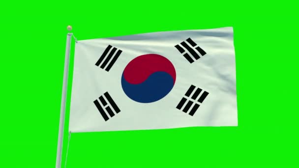 Seamless Loop Animation South Korea Flag Green Screen Background — 비디오