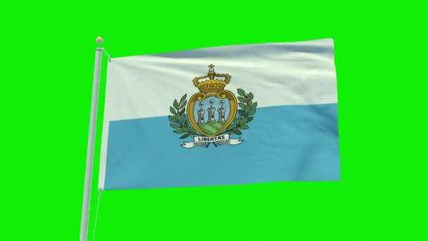 Seamless Loop Animation San Marino Flag Green Screen Background — Vídeos de Stock