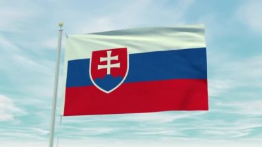 Mavi gökyüzü arkaplanındaki Slovakya bayrağının kusursuz döngü animasyonu.