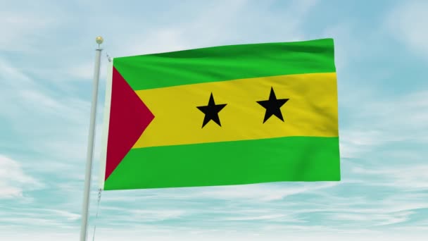 Naadloze Lus Animatie Van Sao Tomé Principe Vlag Een Blauwe — Stockvideo