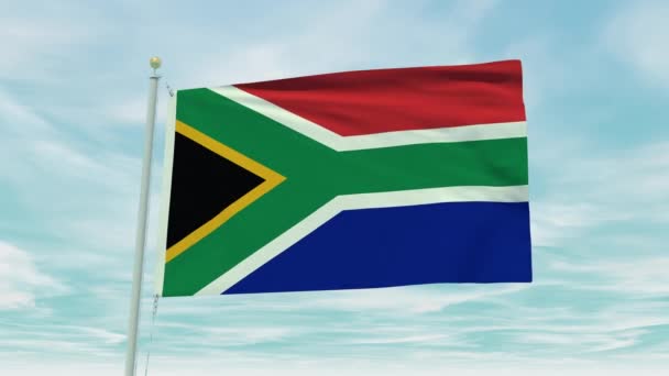 Animazione Loop Senza Soluzione Continuità Della Bandiera Sudafricana Sfondo Cielo — Video Stock