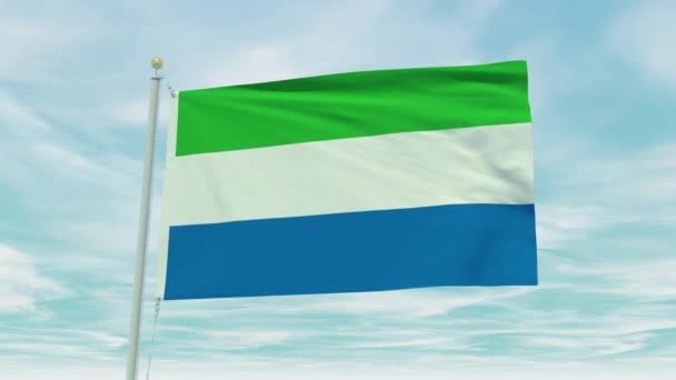 Naadloze Lus Animatie Van Sierra Leone Vlag Een Blauwe Lucht — Stockvideo