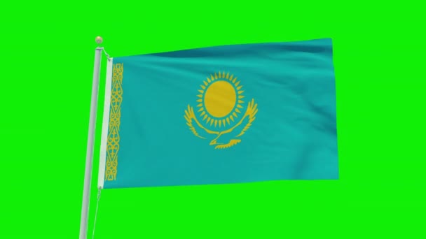 Seamless Loop Animation Kazakhstan Flag Green Screen Background — Vídeo de Stock