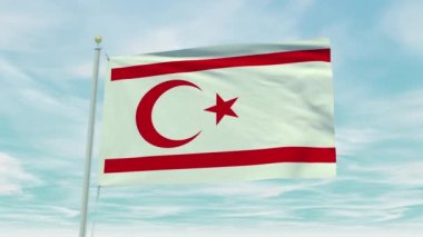 Mavi bir arka planda Kuzey Kıbrıs bayrağının kusursuz döngü animasyonu.