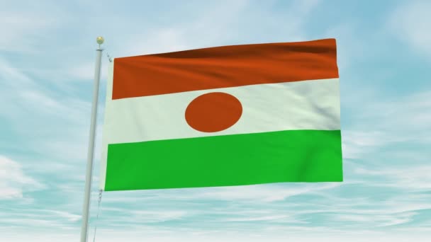 青い空を背景にニジェールの旗のシームレスなループアニメーション — ストック動画