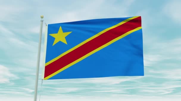 Animation Boucle Sans Couture Drapeau République Démocratique Congo Sur Fond — Video