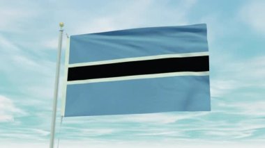 Mavi gökyüzü arka planında Botswana bayrağının kusursuz döngü animasyonu.