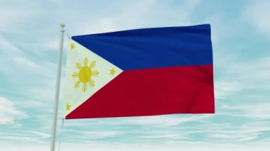 Mavi gökyüzü arka planında Filipinler bayrağının kusursuz döngü animasyonu.