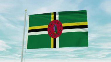 Mavi gökyüzü arka planında Dominica bayrağının kusursuz döngü animasyonu.